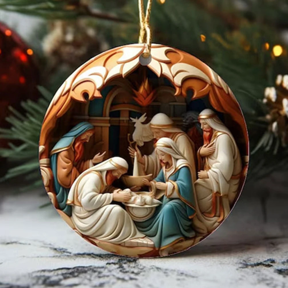 زينة عيد الميلاد القابلة للجمع لعام 2025 من الأكريليك مع تأثير الزجاج الملون متعدد الألوان لتزيين شجرة العطلات والديكور 8 سم