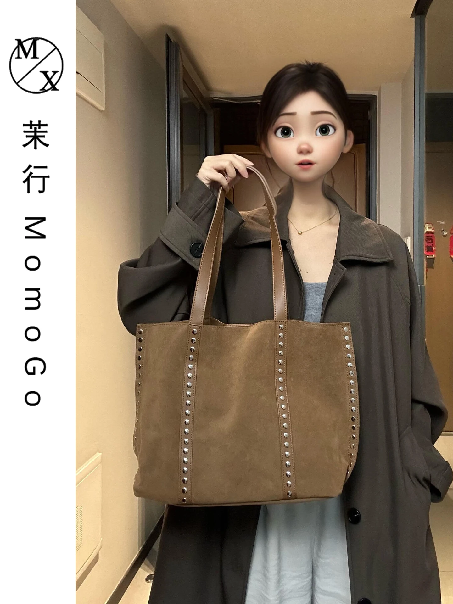 high-end-unique-suede-rivet-oulder-bag-women's-large-capaci-commuter-tote-bag-casual-simple-sle-square-ape-handbag