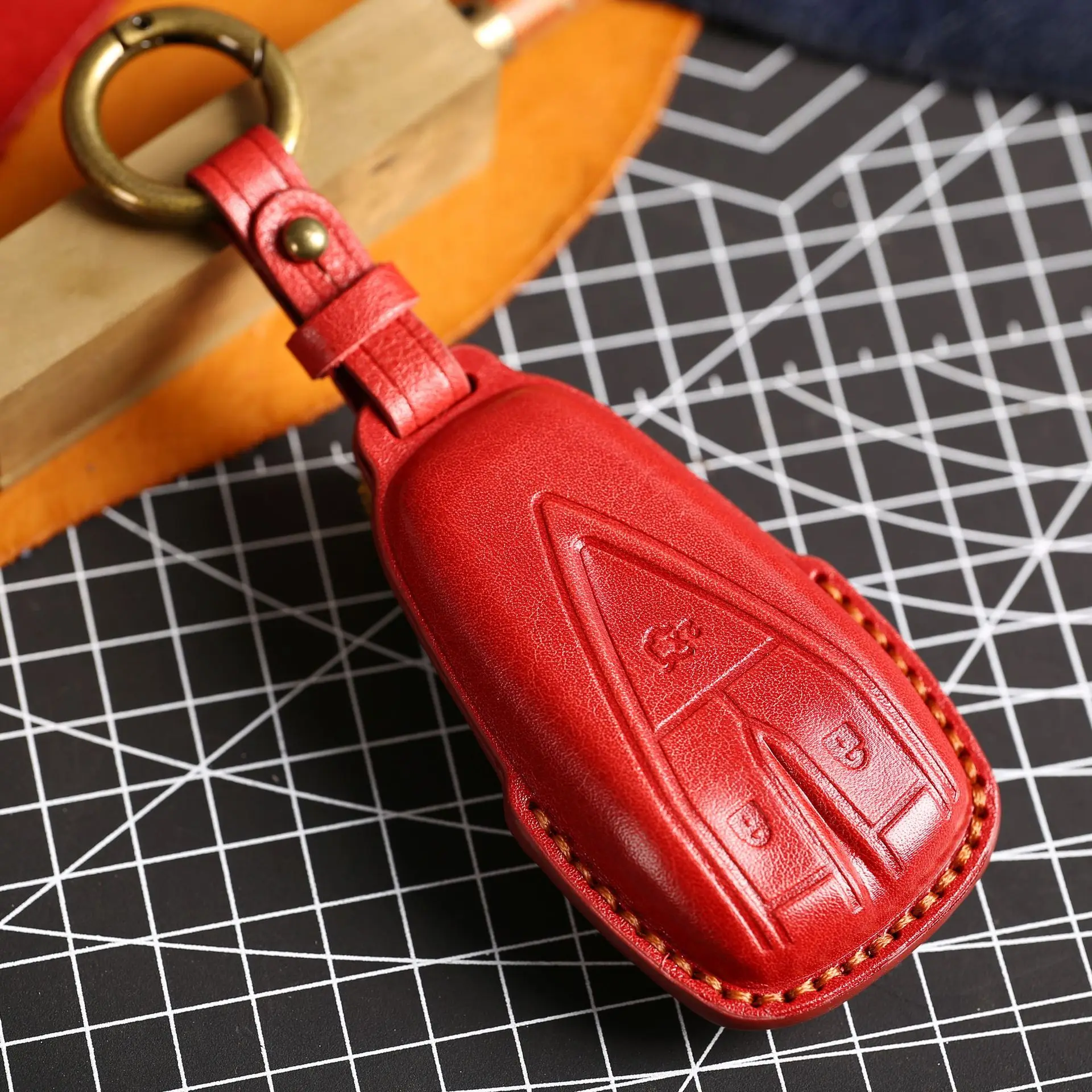 

Leather Car Remote Key Cover Case Holder shell Chain Fob For Changan CS55 Plus CS75PLUS Ultra UNI-K UNI-T CS55 PLUS Oshan X5 X7