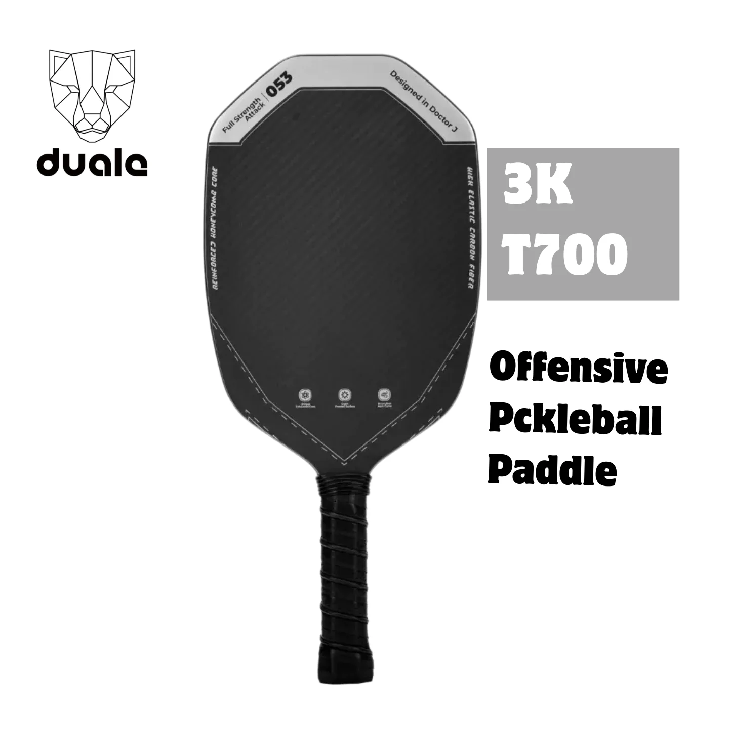 

DUALE Force T700 Carbon Fiber Pickleball Paddle – Precision Engineered for Offensive Players, 3K textured, PP Honeycomb Core