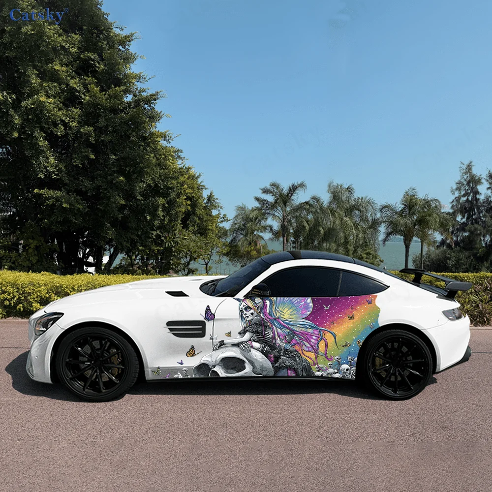 

Gothic Fairy Skull Butterfly Car Vinyl Wraps Decal Self-adhesive PVC Sticker Suitable for Trucks SUV Decor Auto Accessories Gift