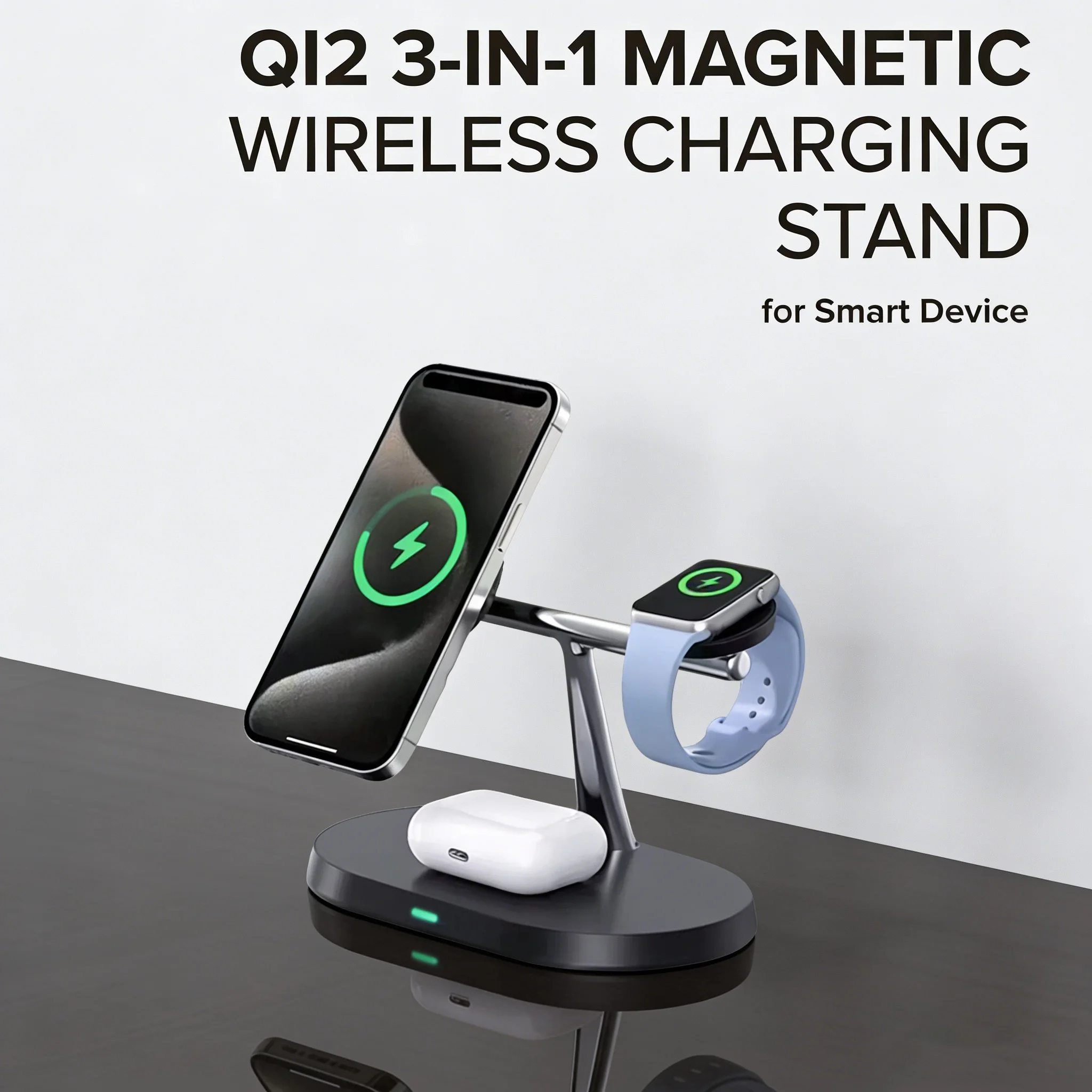 Support de chargeur magnétique sans fil 3 en 1, pour iPhone 