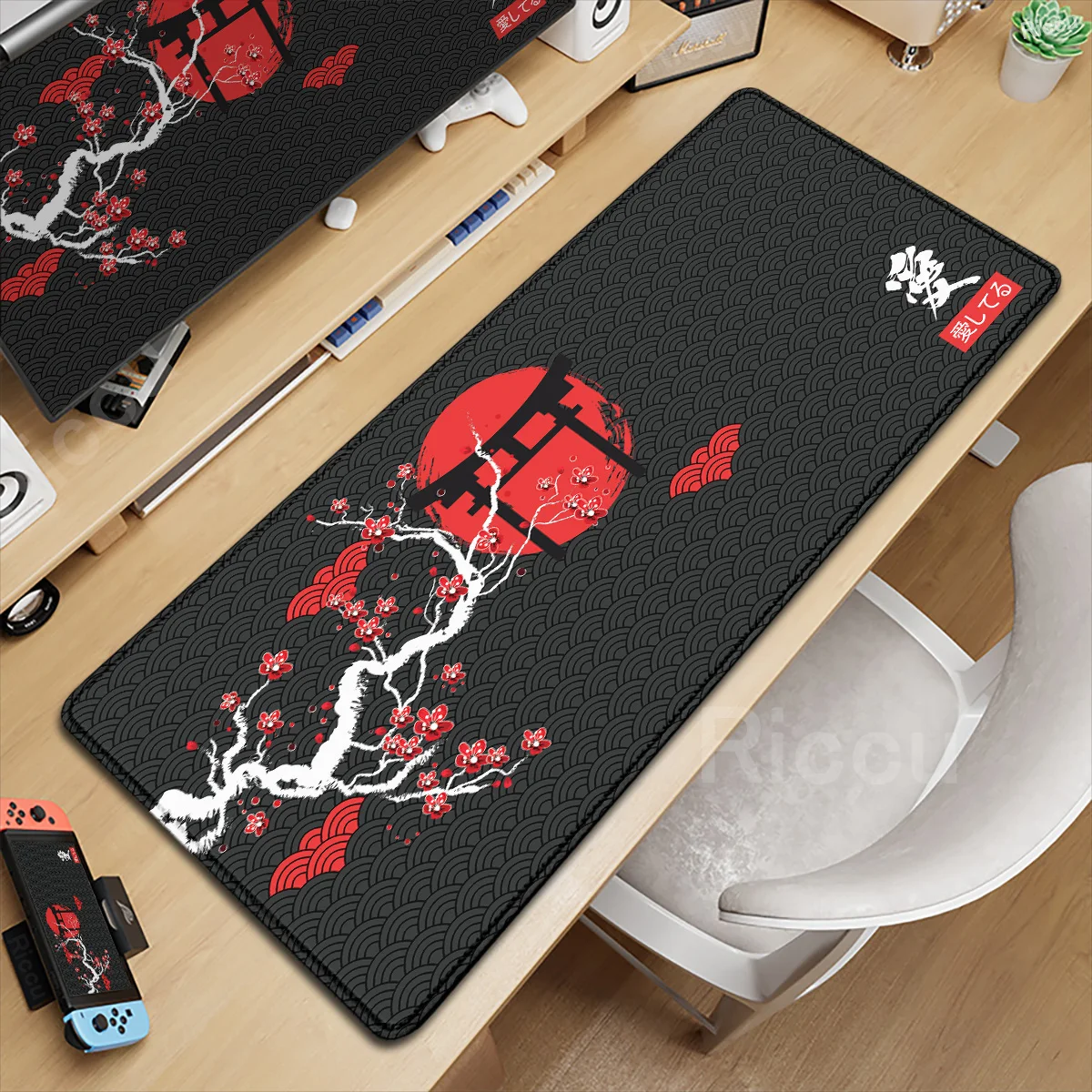 

30x80cm Mouse Pad Chinese Character "Love" Rubber Non-slip Deskmat Large Gamer Mousepad Japanese Sakura Art Design Keyboard Rugs