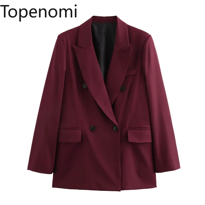 Topenomi-女性用長袖ブレザージャケット,ダブルブレスト,オフィススーツ,コート,エレガントなフランスのファッション,秋冬,2021