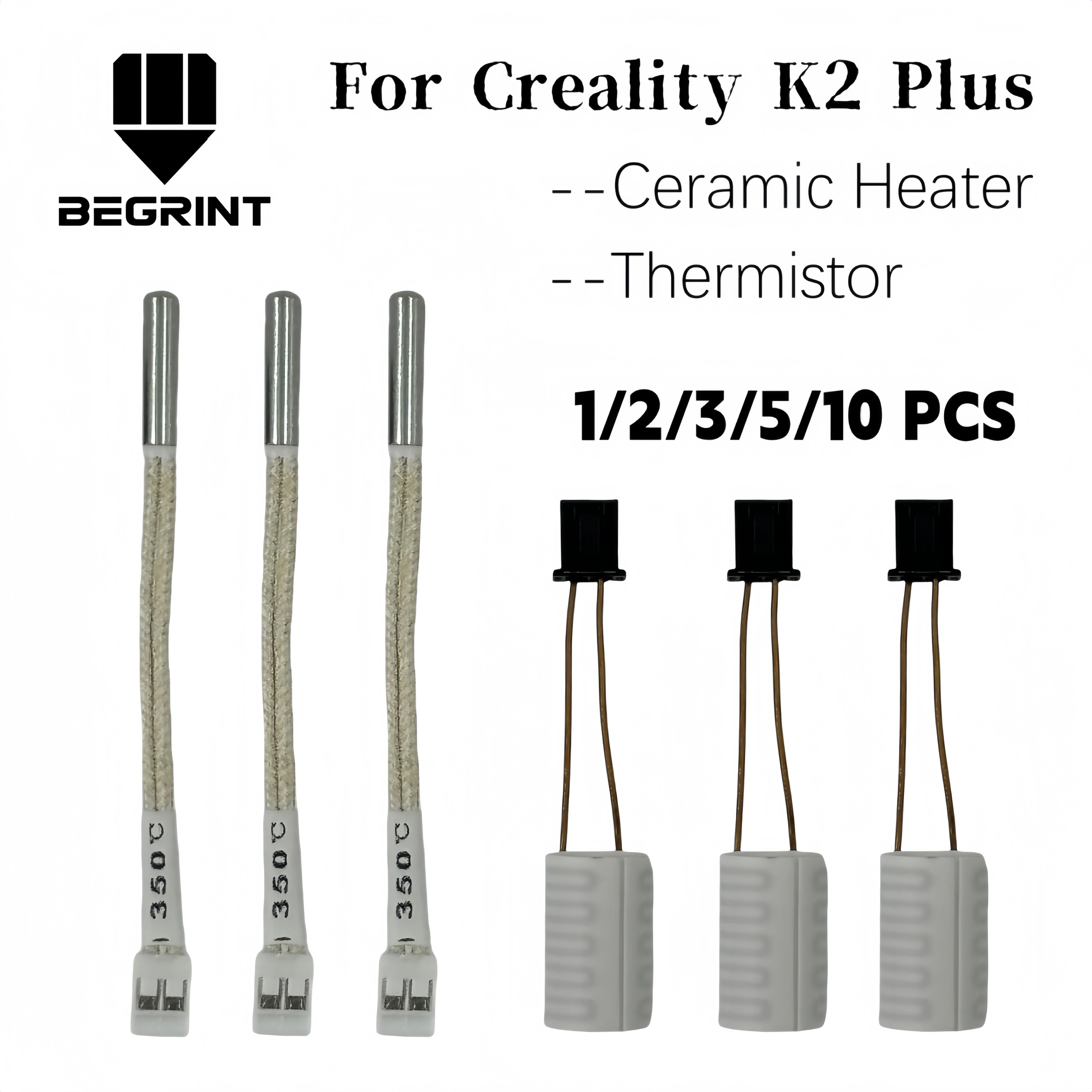 

For K2 Plus Hotend Thermistor Wire 350℃ Temp Resisting Ceramic Heating Ring CERAMIC HEATER for Creality K2 Plus for 3D Printing