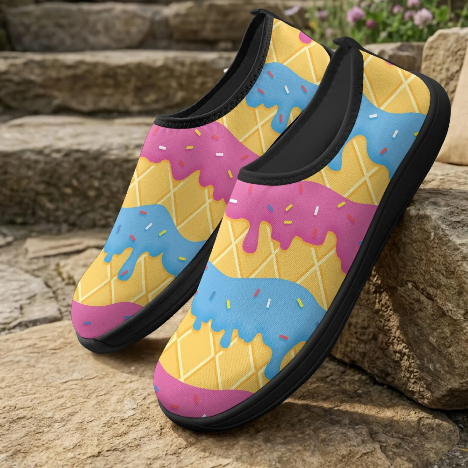 PENSTROLL Slip On Sports Shoes Comfortable House Shoes for Running Men Ice Cream Print 2026 Trending