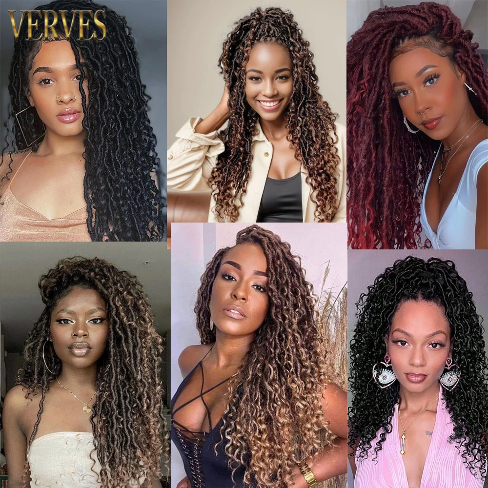 Synthetic River Curl Locs Crochet Hair Extensions Black Ombre Braids Wavy Hair 14 18 Inch Brown Crochet Braids Afro Curl Hair