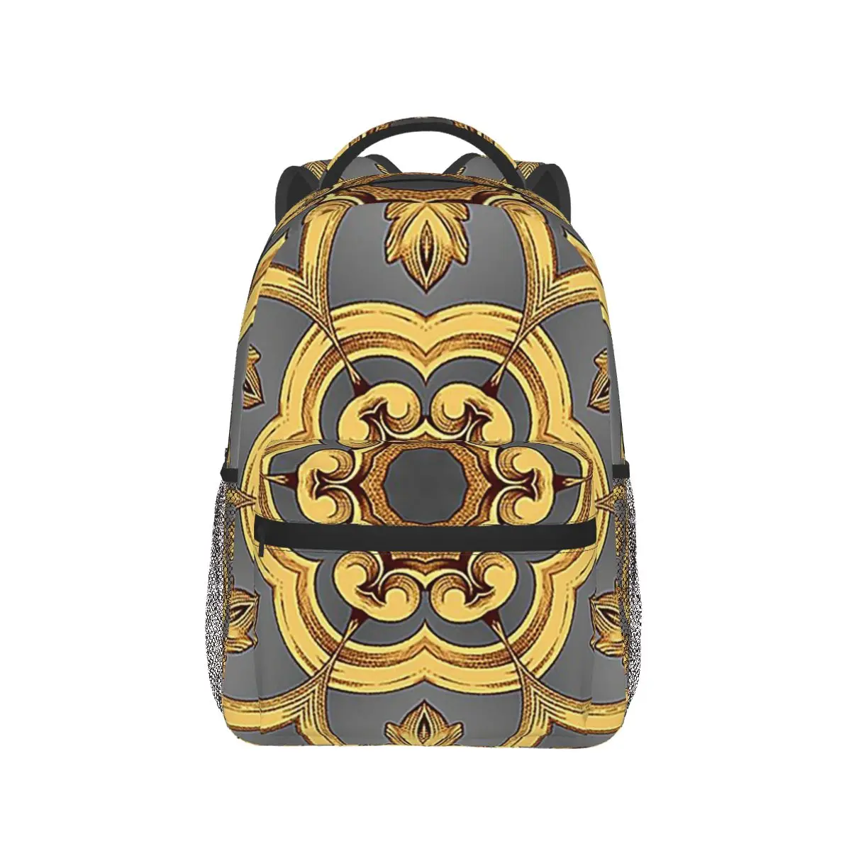 

Classic Golden Symmetric Repeat Pattern Backpack Hot Sale Daypack Large Capacity Children BookBag School Bag Shoulder Bags
