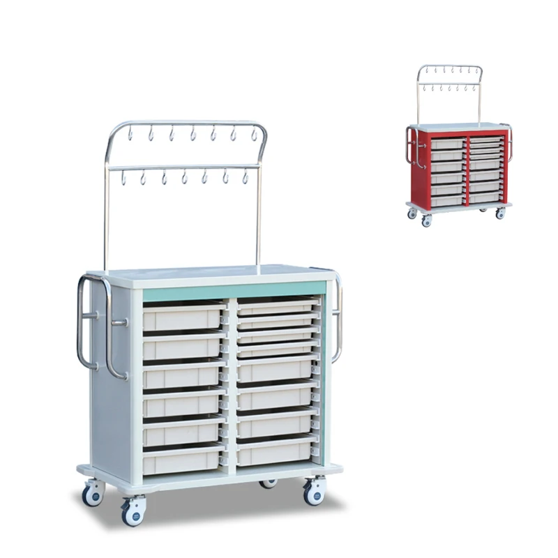 

Large capacity multifunctional nursing cart with drawer, silent drip, water hanging and injection