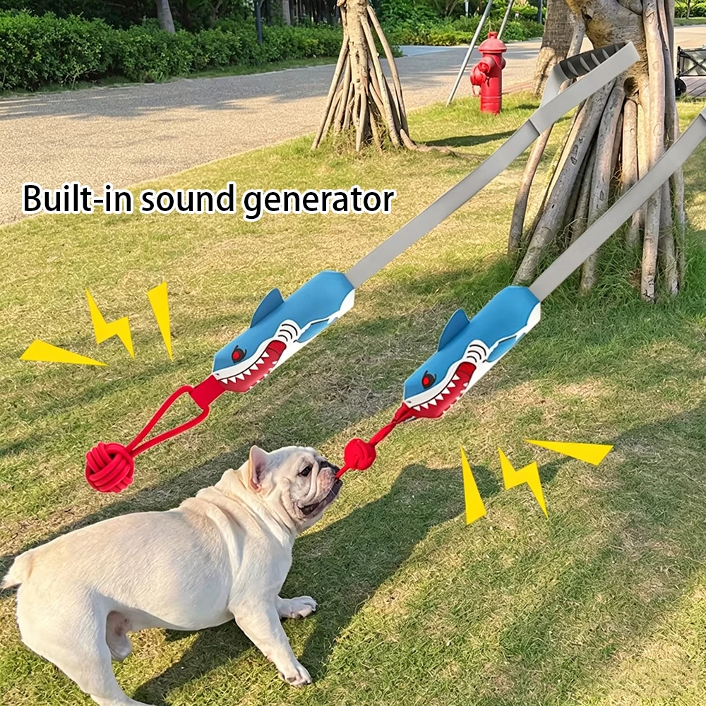 Dog Toys Molar Bite Resistant Sound-making Tug-of-war Toys Knot Interactive Shark Drawstring Chewing Rope Pet Toys