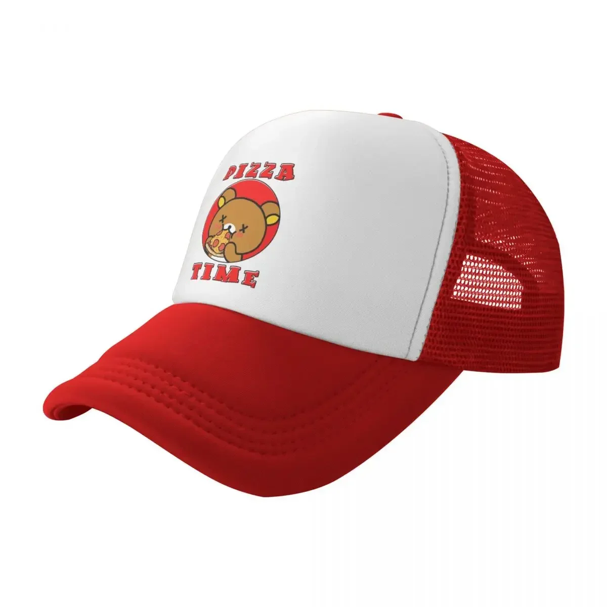 Unisex Rilakkuma Relaxed Bear Pizza Time Trucker Hat Sport Mesh Baseball Cap Snapback Caps Sun Hats Adjustable Sports Cap Summer