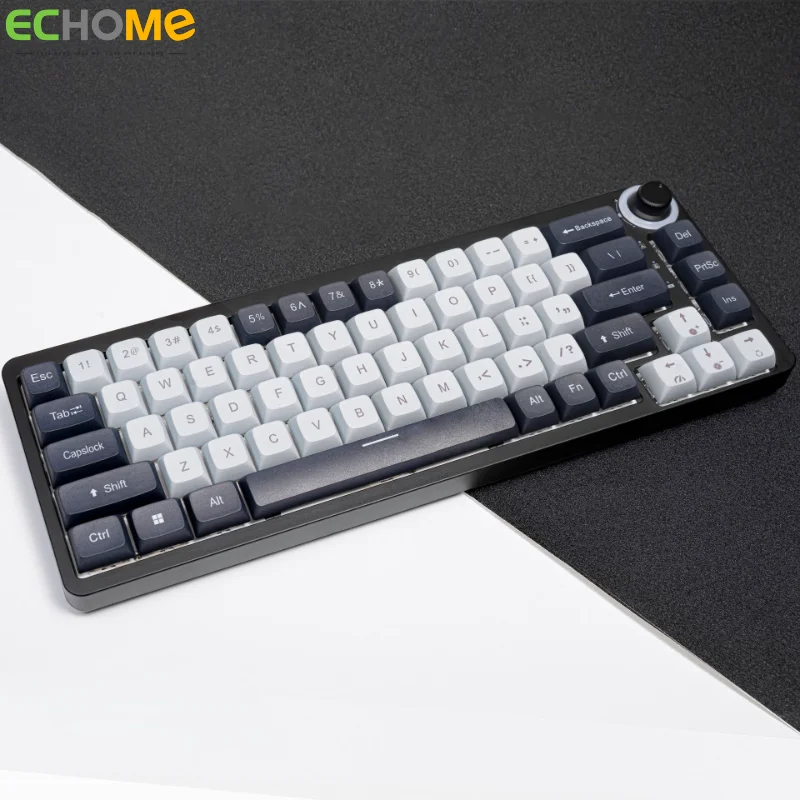 

ECHOME 68 Keys Mechanical Keyboard 3 Mode Bluetooth Wireless 2.4G Wired RGB Hot Swap Black Tea Switch Set Custom Gaming Keyboard