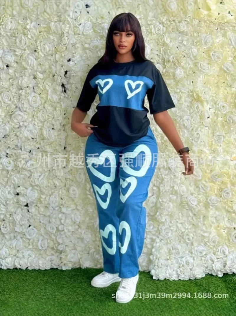 2 Pieces Women's Sets 2025 Spring Summer Letter Print Pullover Suit Tops And Pants Suits Two Piece Set Tracksuit Outfit image 2