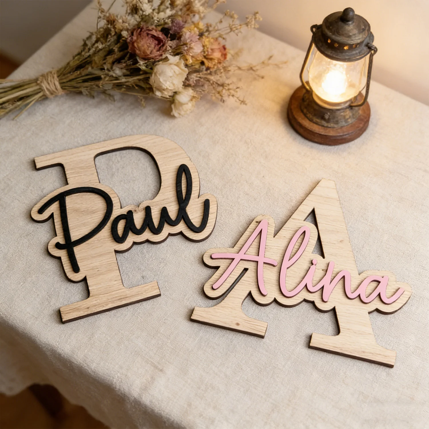 1pc Wooden Plaque with Customizable Name Letters, Wooden Souvenir, Children's Room Wall Decoration, Customized Exclusive Gift view 5