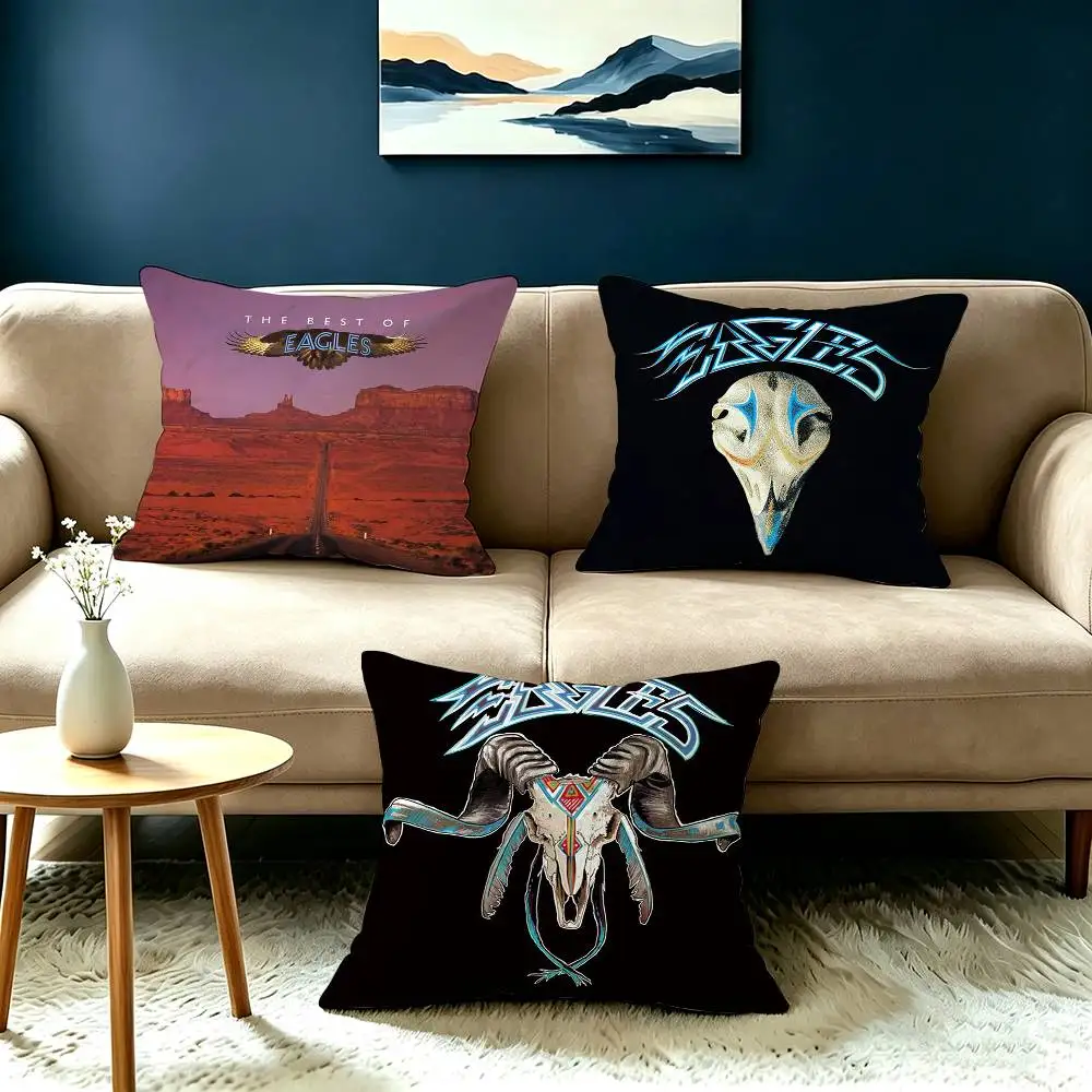 Music Legend Band E-Eagles Square Double-Sided printed Pillow Case Bedroom Bedside Pillow Sofa Cushion Cover
