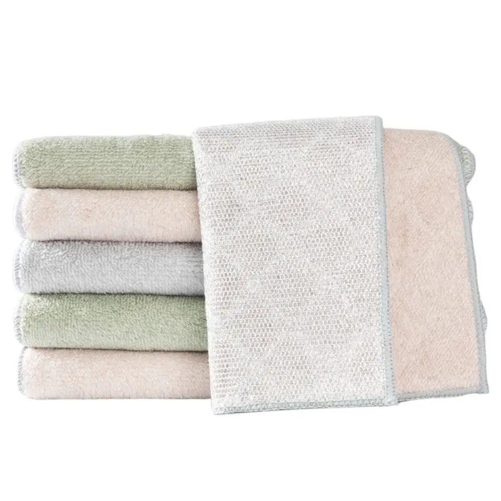 3Pcs Portable Silver Thread Dish Cloth Reusable Washable Pot Pan Scrubber Double Sided Remove Oil Dish Rag Kitchen Supplies