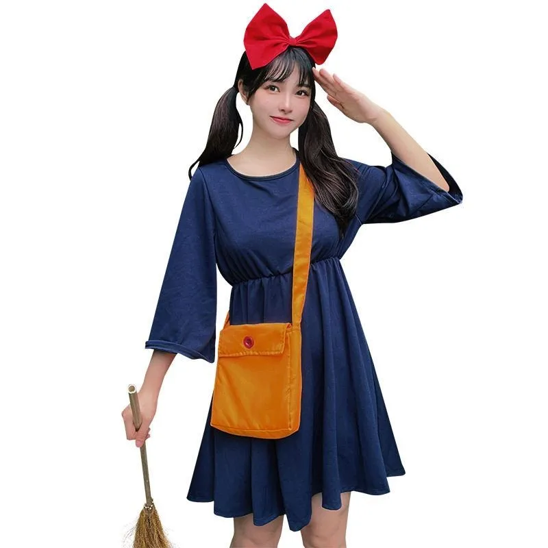 

Halloween Complete Cosplay Costume Set Anime Witch Delivery Girl Kiki's Uniform Traditional Chinese Ethnic Women's Fashion