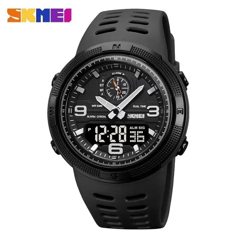 SKMEI 1655 Sport Digital Watch for Men LED Dual Display Military Waterproof Student Exploration Electronic Mens Wristwatch 1251