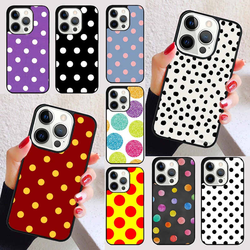 INIZIALE Polka Dots PERSONALIZZATA cover For iPhone 15 16 13 12 11 14 Pro Max Mini Max SE 2020 7 8 6S Plus Phone Case