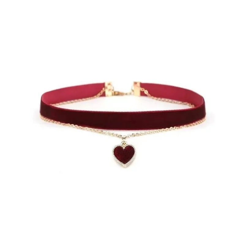 1PC Classic Velvet Choker Necklace Heart Pendant Necklaces For Women Fashion Sweet Personality Pendant Jewelry Valentine's Gift image 5