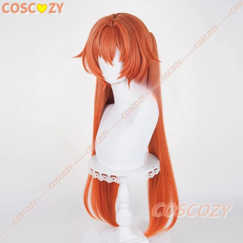 Jogo zenless zona zero orphia peruca cosplay 80cm laranja perucas femininas com rabos de cavalo duplos resistente ao calor cabelo sintético