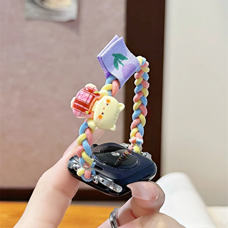 

Fried Dough Twists cartoon character elastic leather band compatible with iWatch watchband 38mm 40mm 41mm 42mm 44mm 45mm 49mm fa