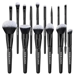 Black Makeup Brush Professional Makeup Eyeshadow Foundation Powder Soft Synthetic Hair Makeup Brushes Private Label Wholesale