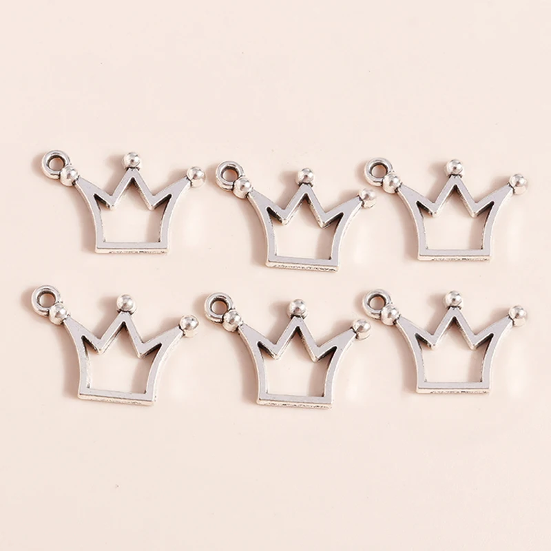 Leslie 50 Stück 13 x 20 mm antik versilbert Mini King Queen Crown Charms für Armband Halskette DIY Schmuckherstellung – Detail 3