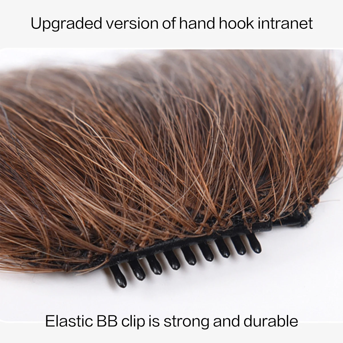 شعر مستعار صناعي من الحرير البروتيني مستقيم قليلاً مع سوالف للنساء من قطعة واحدة مشبك شعر بني وأسود ملابس يومية #4