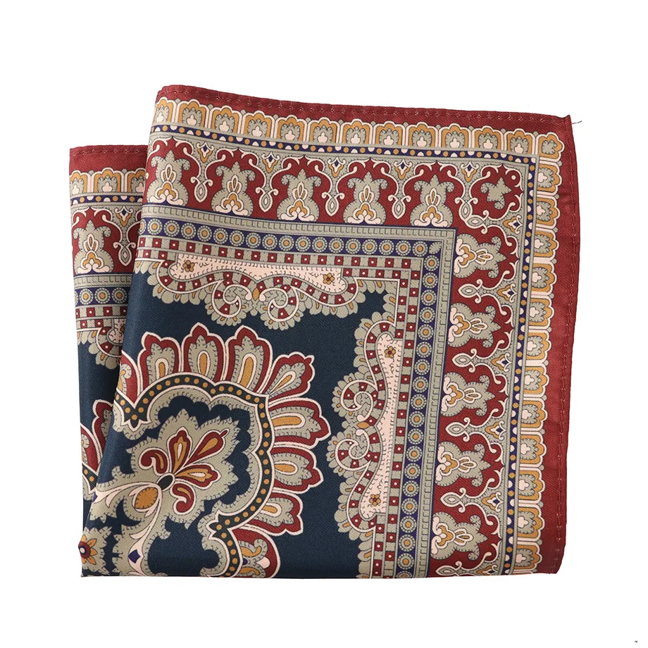 Vintage Paisley Dot Print Pocket Square for Men