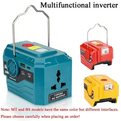 Adaptador de fonte de alimentação inversor de saída ac220v luz led para makita para dewalt para bosch para milwaukee para ryobi 18v bateria de íon-lítio
