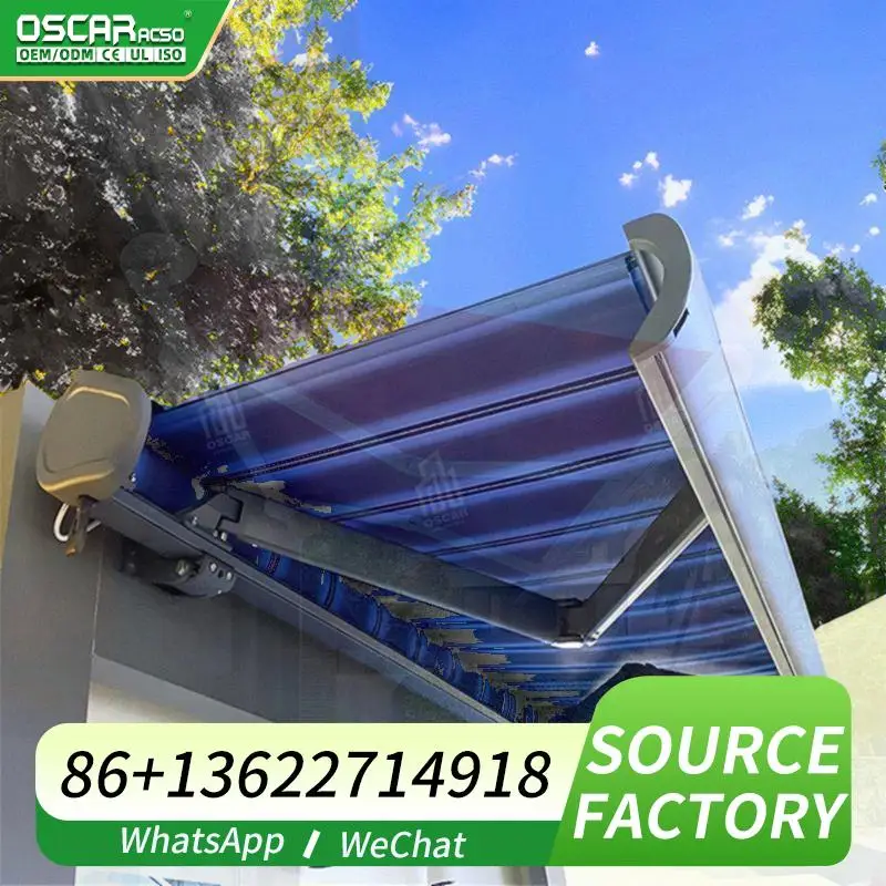 

Retractable electric patio awnings foldable expandable shading shelter for backyard garden balcony retractable awning