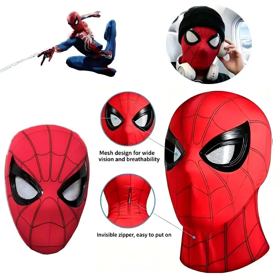 In Stock Miles Spider‑Man 1:1 Role Play Mask Chin Control With Movable Eyes Manually Control Cosplay Toy Gift For Cool BoysGirls