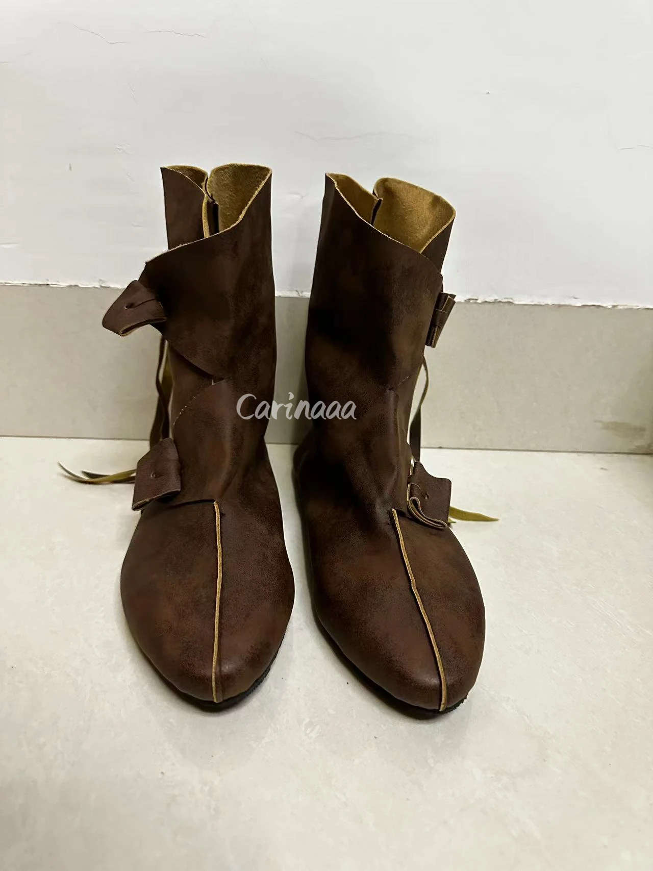 Uomo donna medievale rinascimentale retrò scarpe in pelle PU età media vittoriano gotico Vintage stivaletti alla caviglia puntelli Cosplay per feste