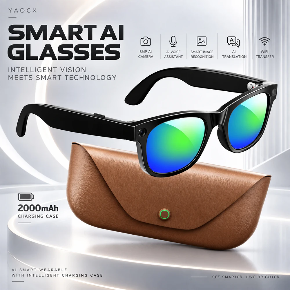 MT5 Mini Smart Glasses 2026 8MP HD Camera AI Assistant Audio Video Recording Online Calling Real-Time Translation Smart Eyewear