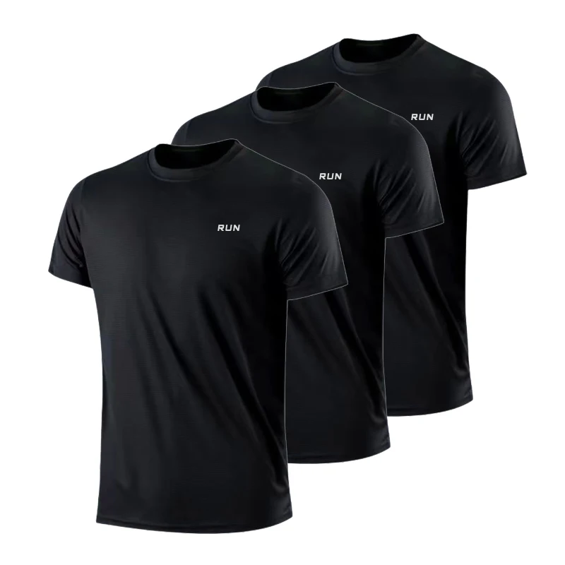 T-Shirt à Manches Courtes et Col Rond à vaccage Rapide, Vêtement de dehors pour Gym, Course à Pied, Exercice d'Entraînement, 3 Pièces par Paquet