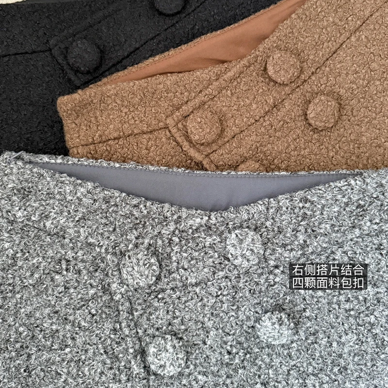 A/W Bottoni multipli Mini Gonne Donna Vita alta A-line Gonne corte Abiti donna Skorts Donna 2026 Nuovo Saias Mujer Nero