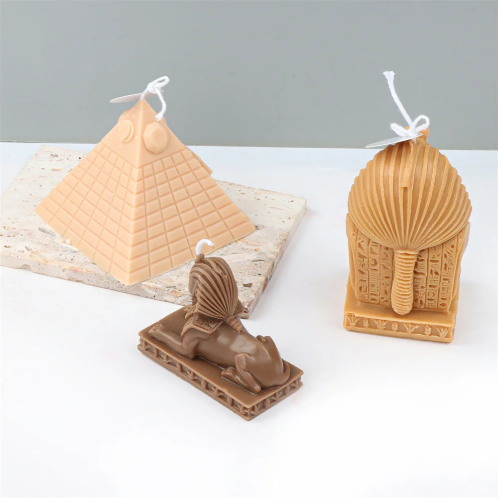 Sphinx Pyramid Indian Cultural Silicone Candle Mold Scent Plaster Resin Festive Romantic Deco Gypsum Handicraft Gift Making Tool