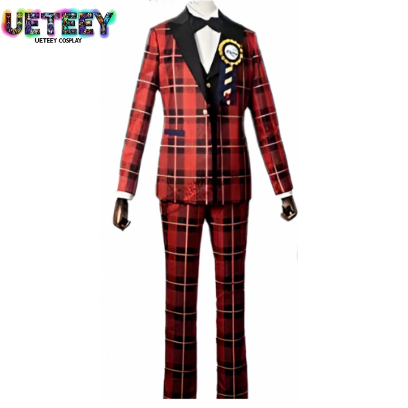 

UETEEY COS Twisted Wonderland Cosplay Costume HEARTSLABYUL Dorm Groom ACE Checkered Suit Halloween Anime Costume Custom Size