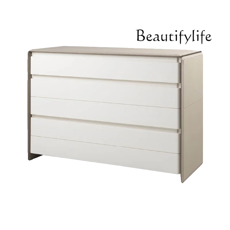

Italian light luxury chest, post-modern leather hard bag decorative locker, porch side cabinet