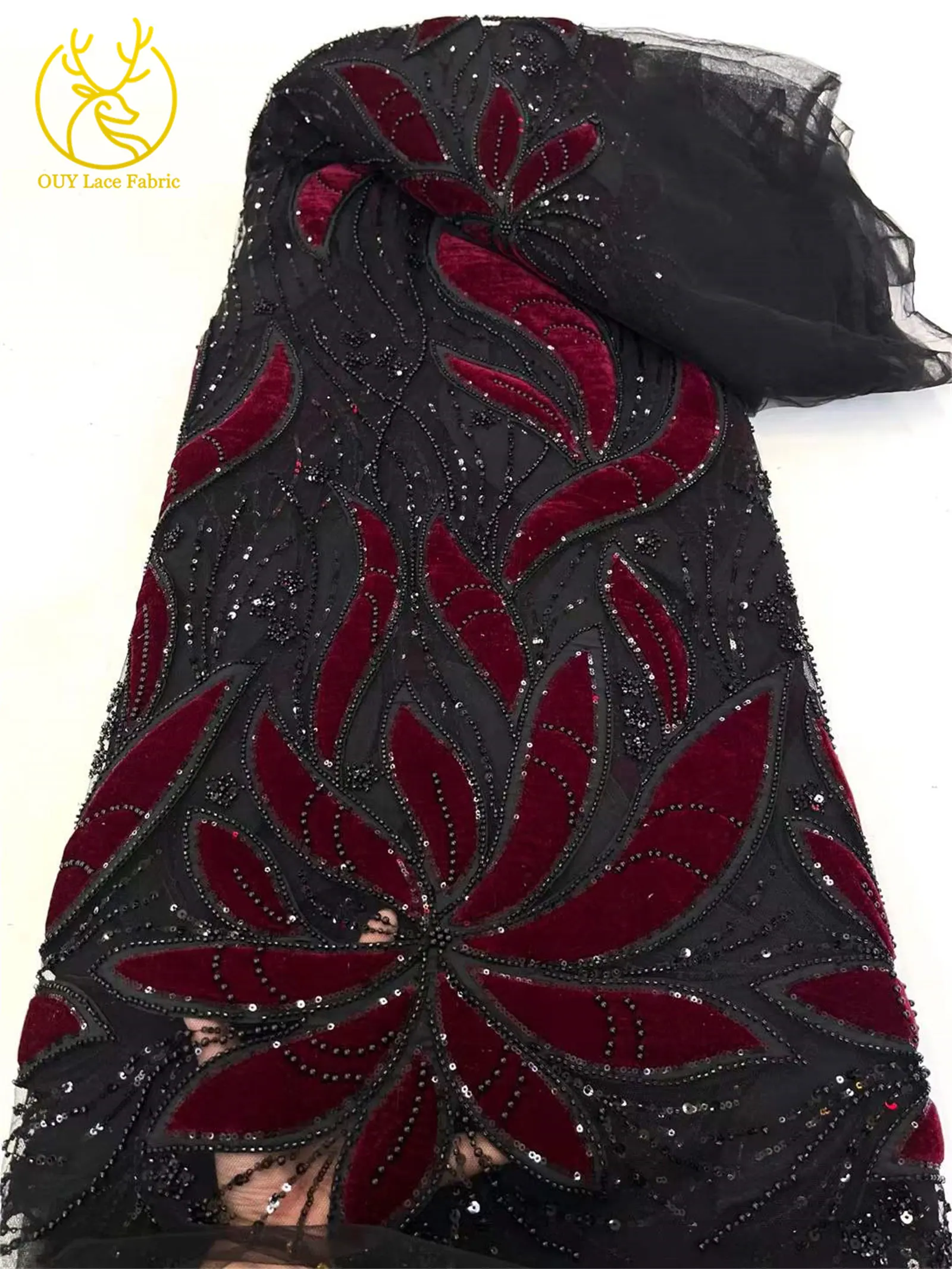 أحدث تصميم فاخر الأفريقي مطرز نسيج القطن الدانتيل 2025 فرنسا نيجيريا الترتر تول أقمشة الدانتيل حفل زفاف فساتين السهرة