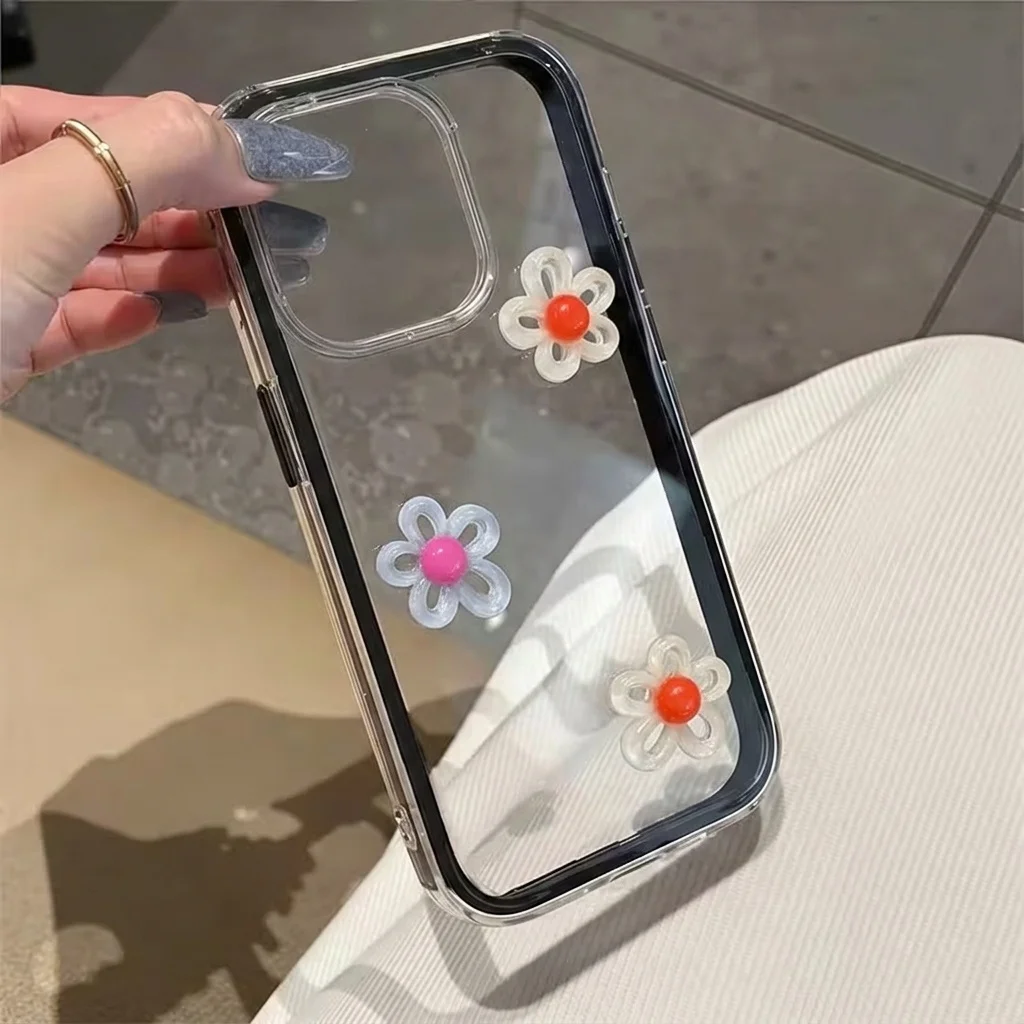 Makronen-Design mit 3D-DIY-Blumen-Handyhülle für iPhone 16 14 15 Plus 12 13 14 15 17 16 Pro Max 17 Air Pro Transparente Weiche INS-Hülle – Detail 2