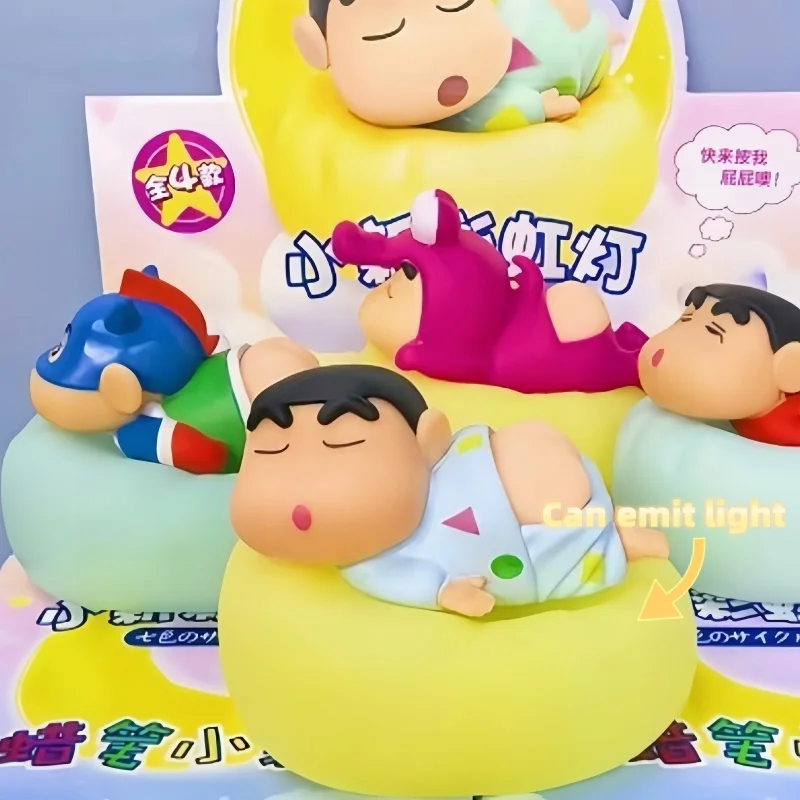 Anime Crayon Shin Chan Regenbogen Nachtlicht Blind Box Spielzeug Kinder Schlafzimmer Bett Kopf Schlaf Klopfen Licht Freund Weihnachten Geschenk