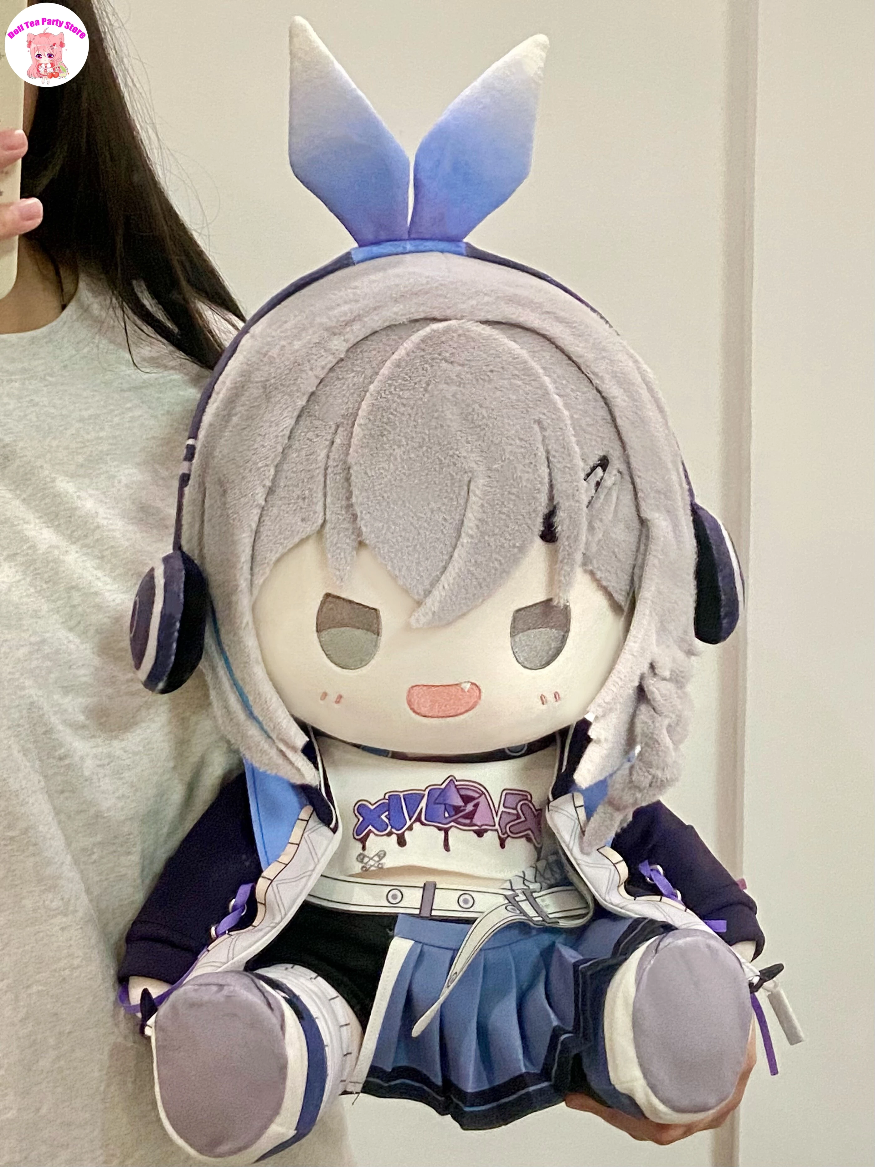 

Anime Silver Wolf Stellaron Hunter Honkai：Star Rail Plush Stuffed Doll Toys 40CM Sitting Posture Figures Pillow Dress Up Outfit