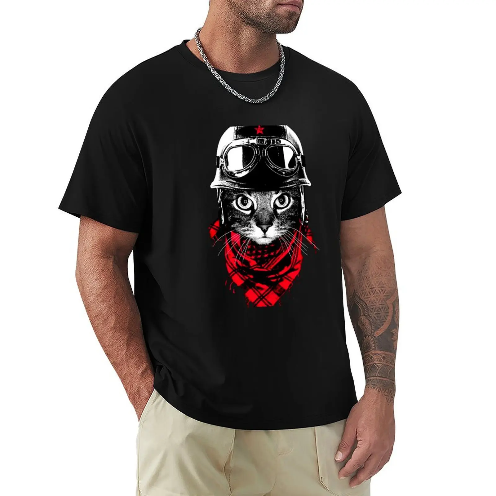 Biker Cat for cats and Motorcycle lovers cats, helmet Fitted Scoop T-Shirt man t shirts cotton T-Shirt