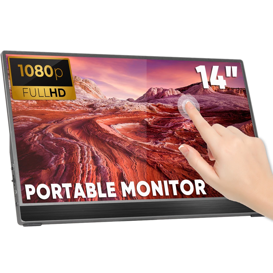 SIBOLAN 14 Inch 1080P FHD Full HD LCD Gaming Portable Monitor with USB Port Touch Screen for Laptop Mobile Screen Extender