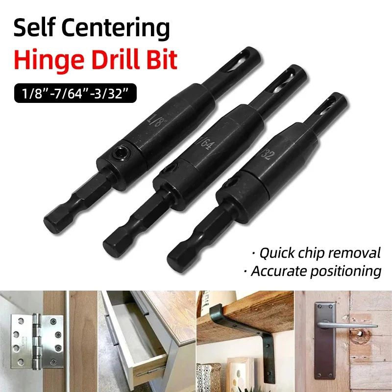 

Самоцентрирующееся сверло для петель 3/32", 7/64", 1/8 дюйма, петля для двери, окна, шкафа, сверление, позиционирование, открывалка для отверстий, деревообрабатывающие инструменты
