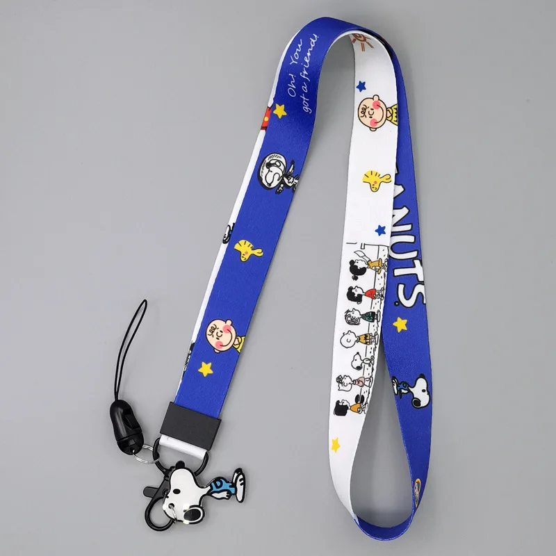 Snoopy Smycz do telefonu Anime Mężczyźni Karta na szyję Sznurek Klips Smycz do zawieszania Kreskówka Śliczne dzieci Anti-lost Safety Tether Brelok Łańcuch Lina