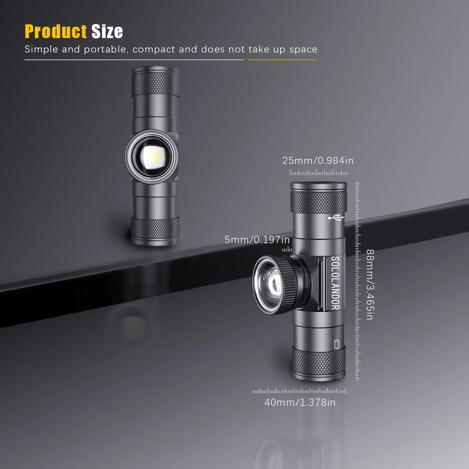 1PC SOLOLANDOR White LED Headlamp High Power Headlight 18650 Rechargeable USB Type-C Torch Camping Hunting Flashlight Lamp