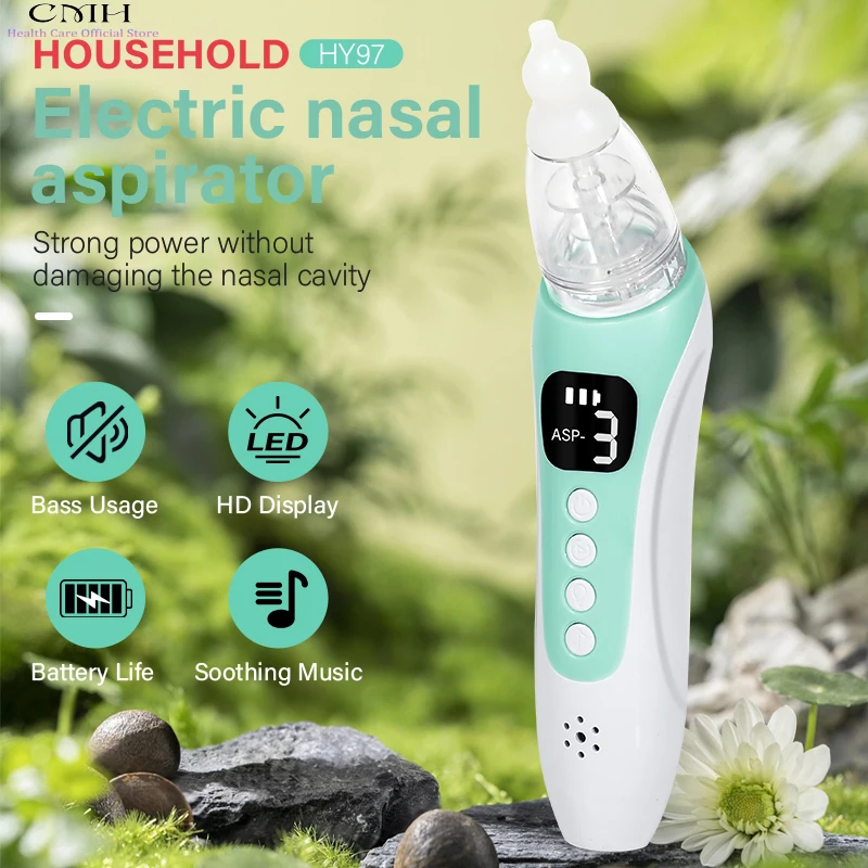 

CMH Baby Electric Nasal Aspirator 3 Suction Modes Food Grade Silicone Rechargeable USB Soothing Music Safe Baby Nasal Cleaner